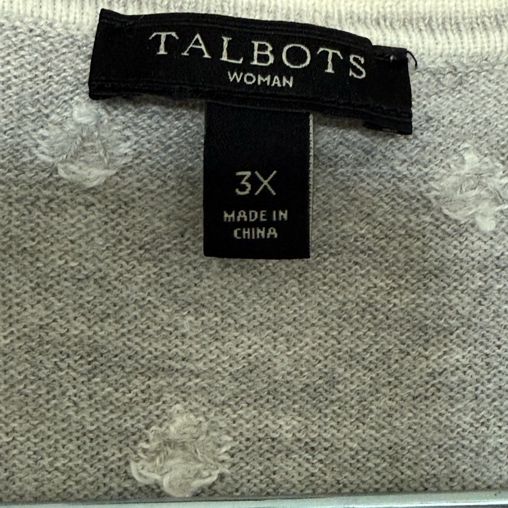 Talbots Gray and White Polka Dot Cardigan - Picture 3 of 3
